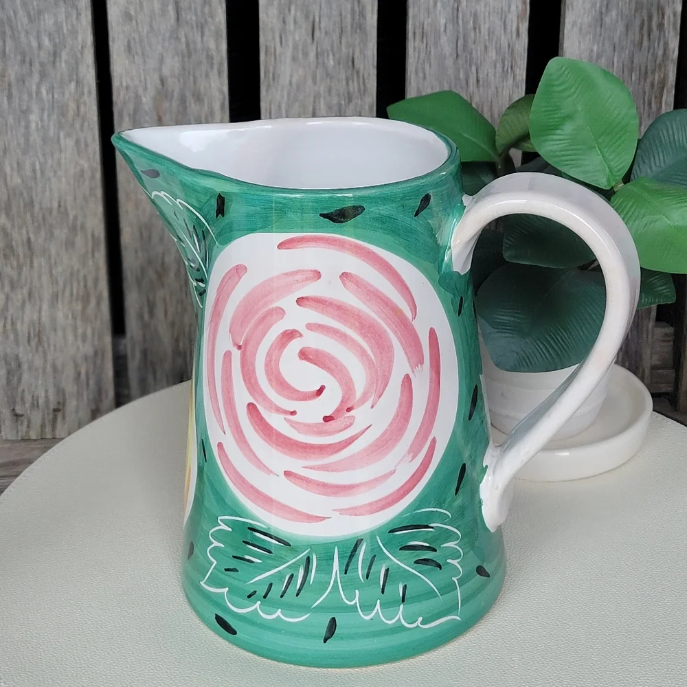 Pier 1 Pitcher Handpainted Glazed Watercolor Florals